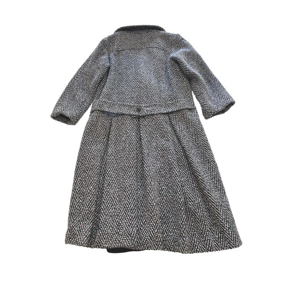 Vintage 80s British Lion Wool Trench Coat Black/White Womens Size 8 Herringbone - Picture 6 of 16
